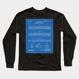 Engineering Patent - Engineers Slide Rule Art - Blueprint Long Sleeve T-Shirt